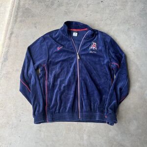 University Of Arizona Y2k suede Velour Zip up warmup Mens size L RARE